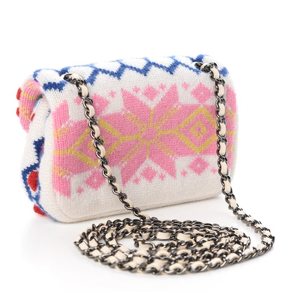 Chanel Cashmere Knit Extra Mini Single Flap White Multicolor 3 of 10
