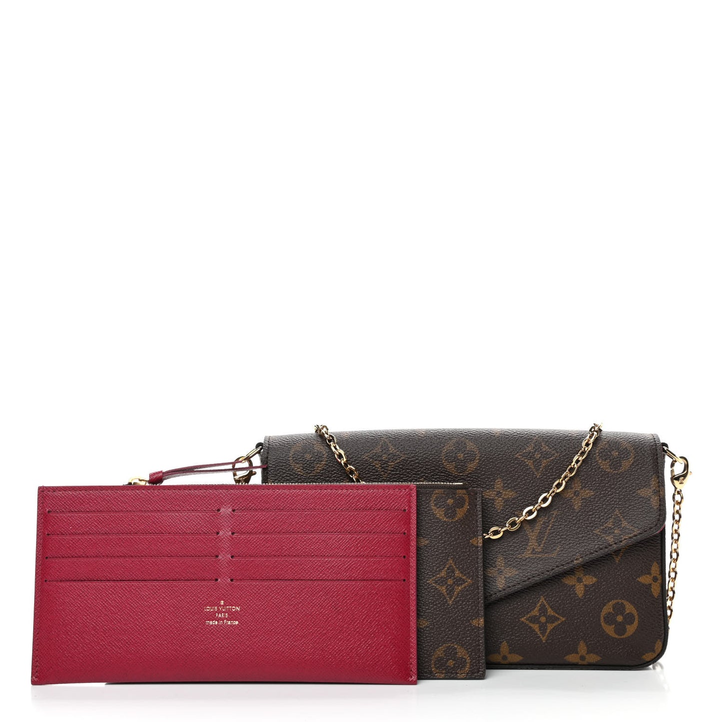 Monogram Pochette Felicie Chain Wallet Fuchsia