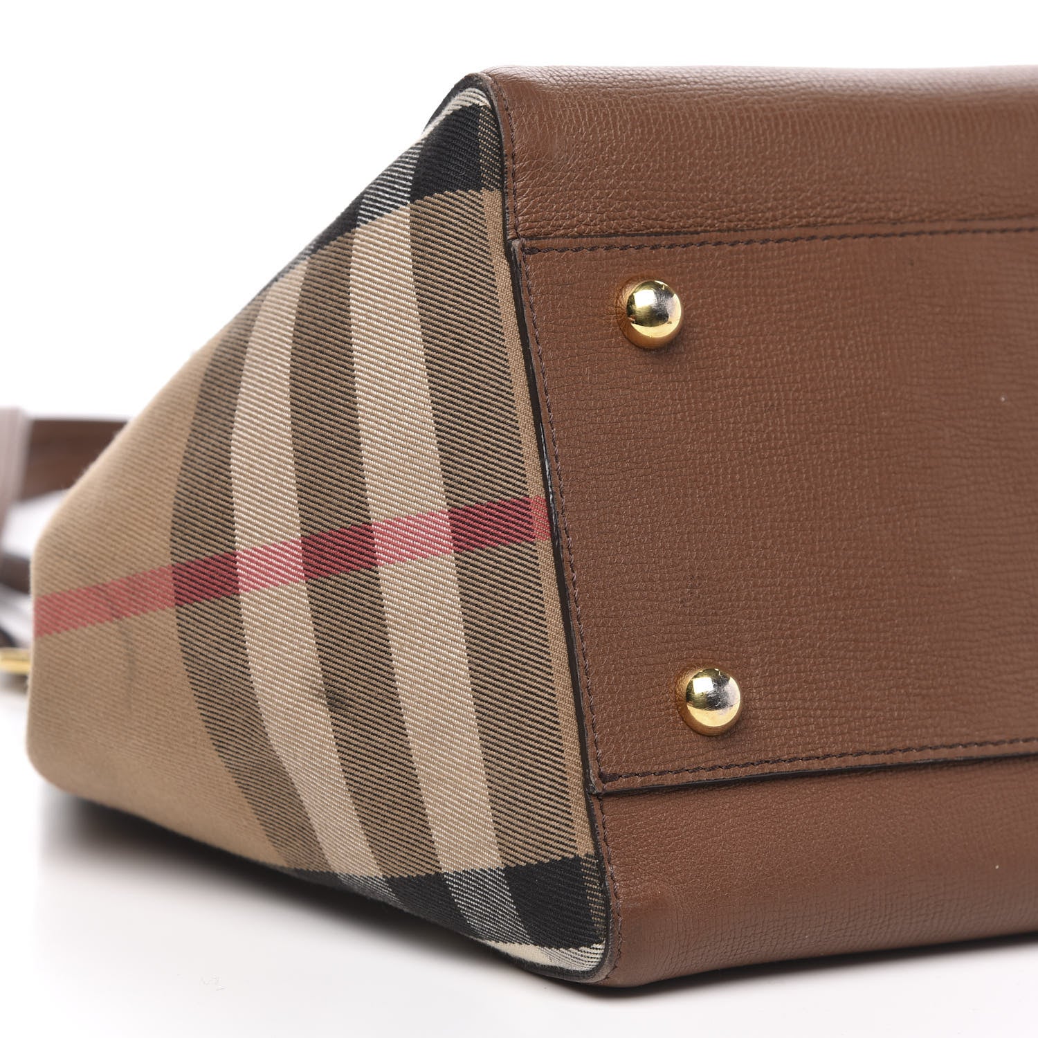 Burberry Grainy Calfskin House Check Small Canterbury Tote Tan 9 of 15