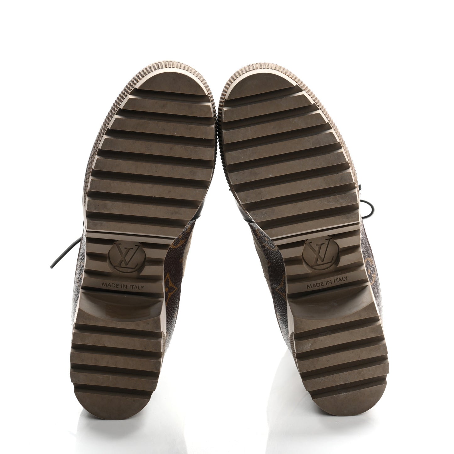 Suede Calfskin Monogram Laureate Platform Desert Boots 36 Beige