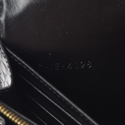 Celine Crocodile Embossed Calfskin Large Flap Wallet Black 6 of 8
