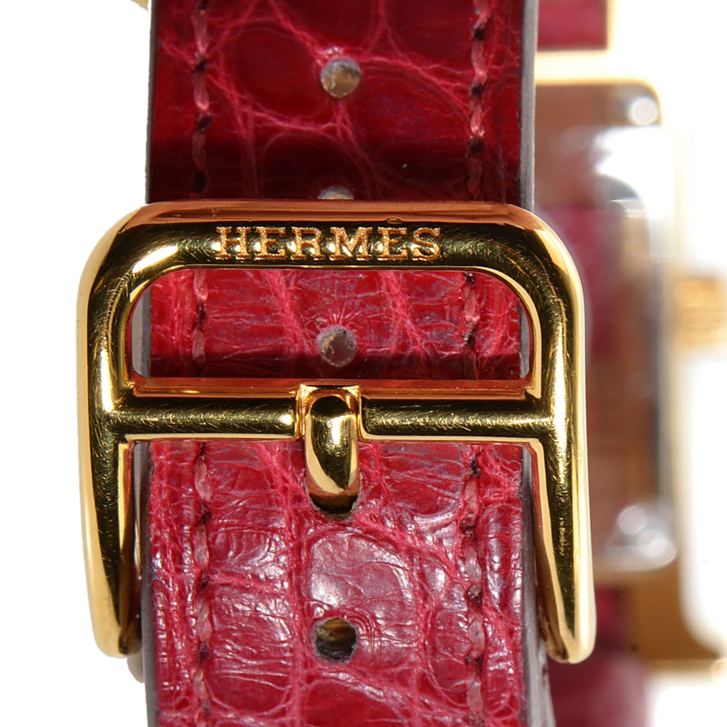 Stainless Steel Alligator 21mm Heure H Hour Quartz Watch Rouge Casaque