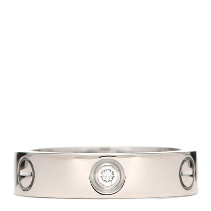 Cartier 18K White Gold 3 Diamond 5.5mm LOVE Ring 60 9 1 of 6