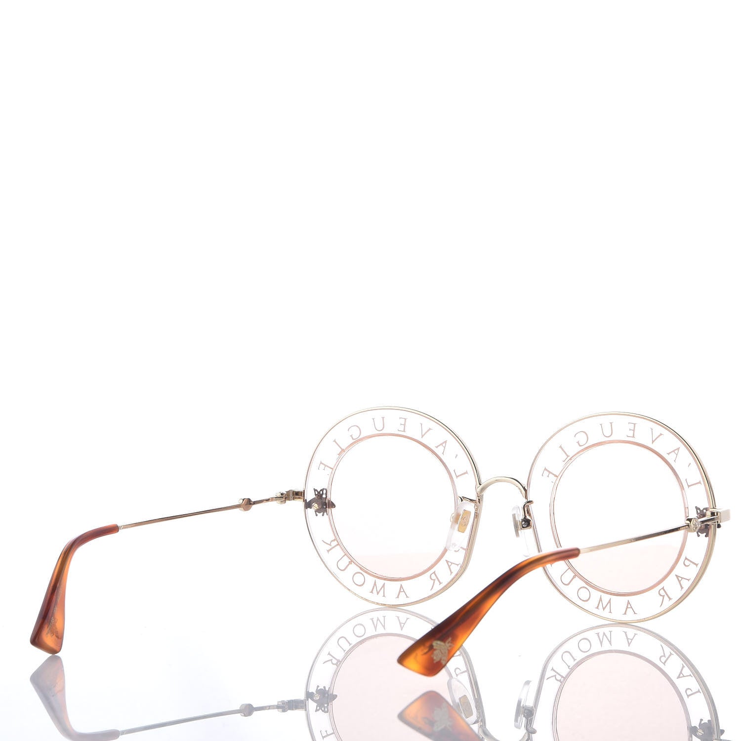 Gucci Metal L'Aveugle Par Amour Round Frame Sunglasses GG0113S Light Pink 4 of 7