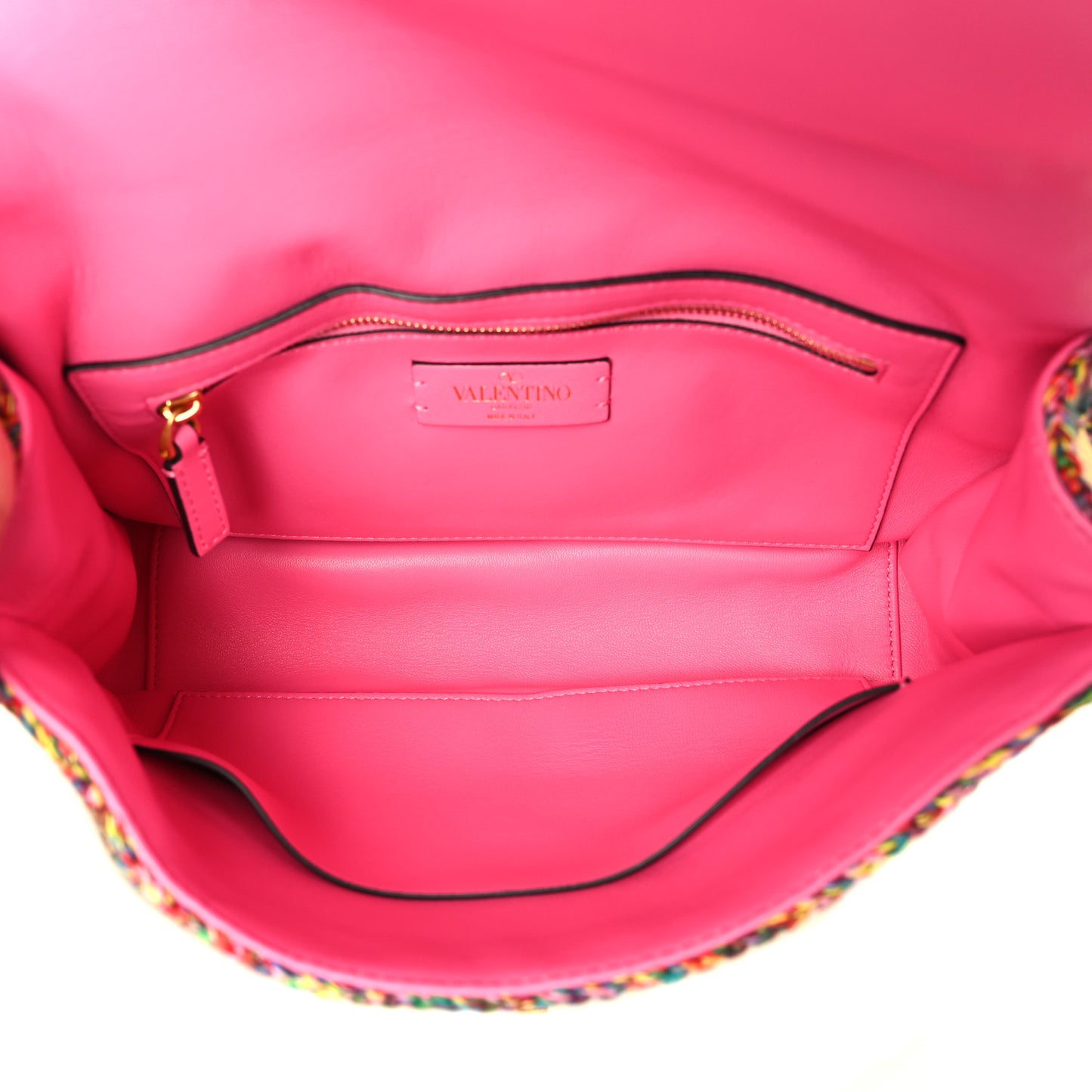 Wool Woven Large Roman Stud Shoulder Bag Multicolor Feminine Pink