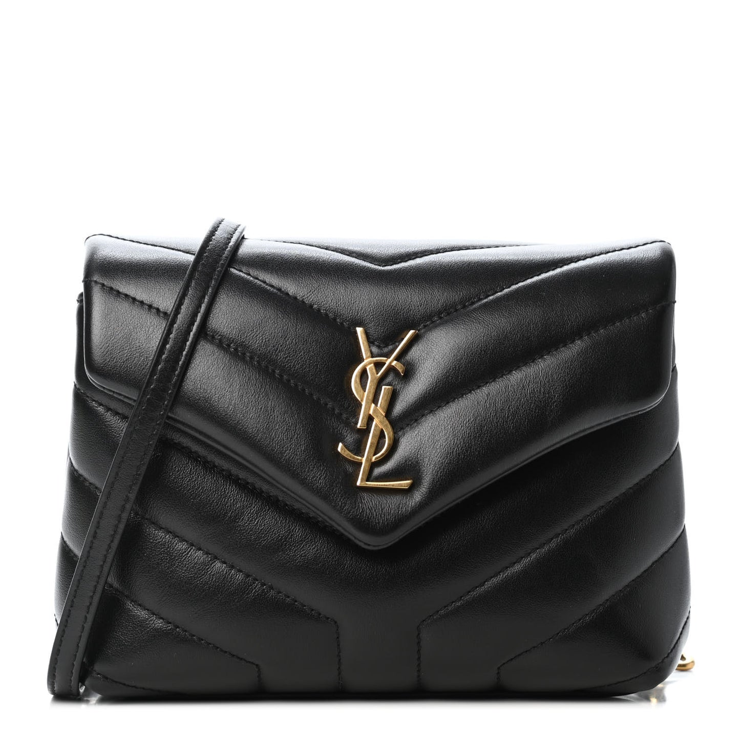 Calfskin Y Quilted Monogram Toy Loulou Crossbody Bag Black