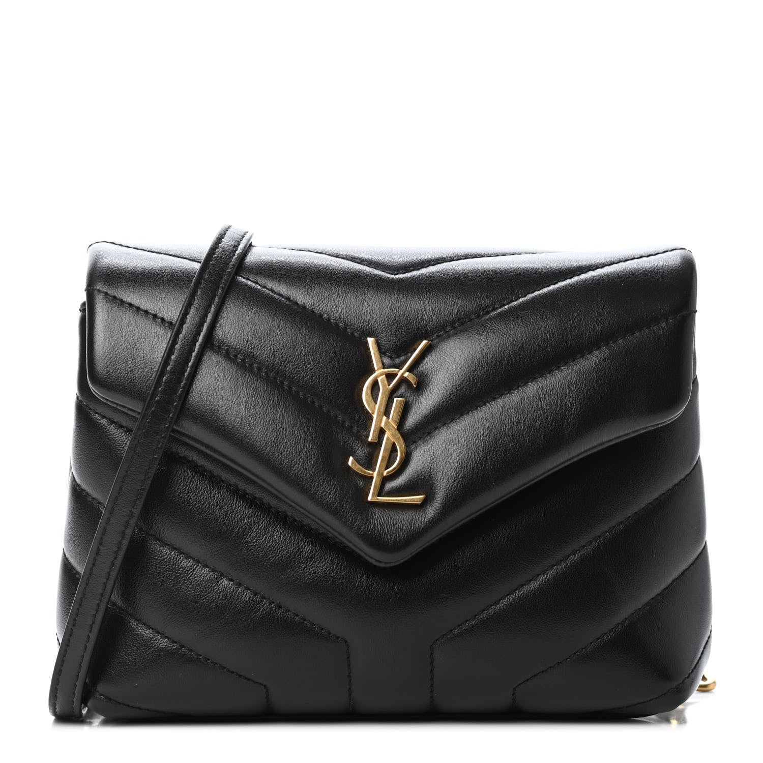 Saint Laurent Calfskin Y Quilted Monogram Toy Loulou Crossbody Bag Black 1 of 4