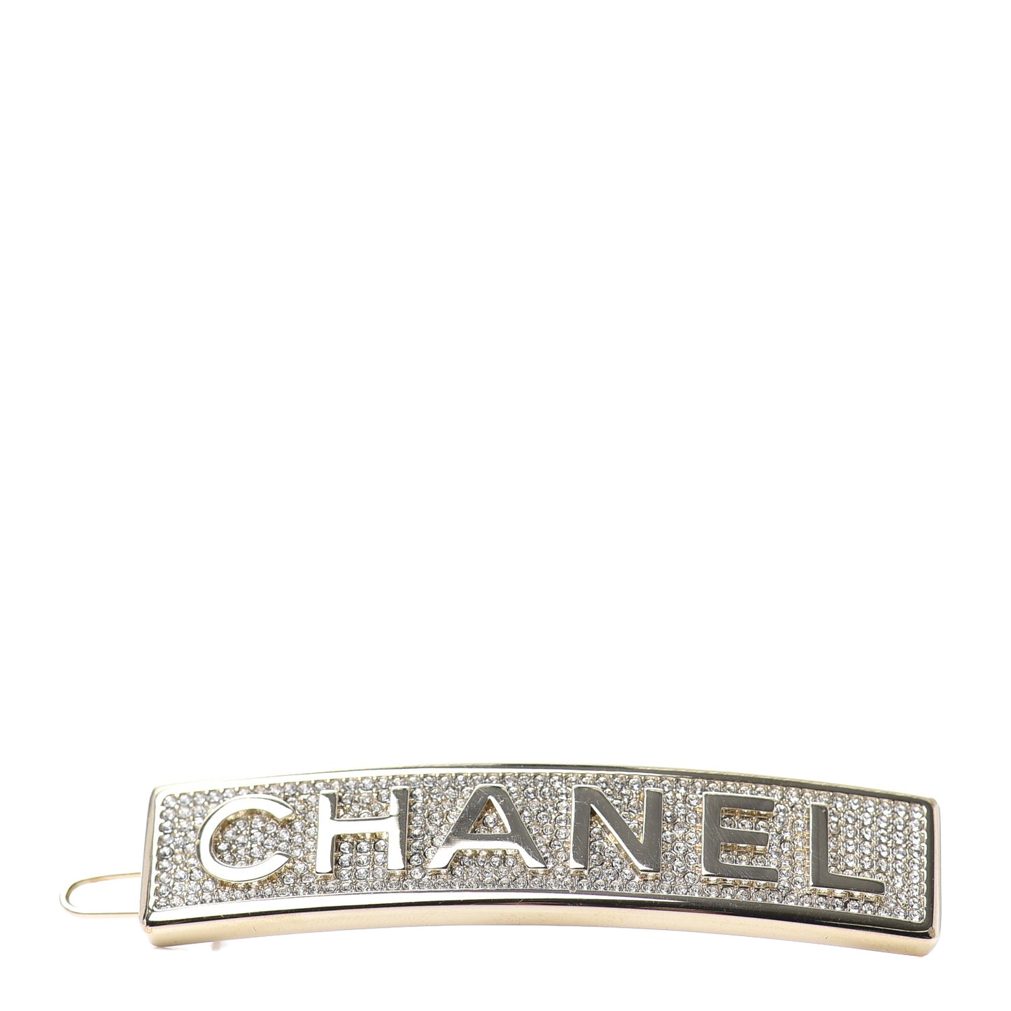 Metal Crystal Logo Hair Clip Gold