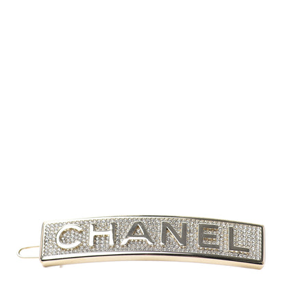 Chanel Metal Crystal Logo Hair Clip Gold 1 of 3