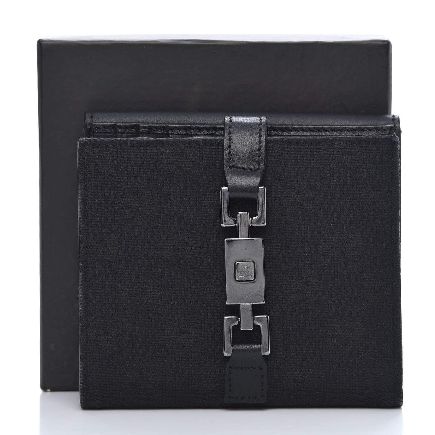 Monogram Piston Lock Compact Wallet Black