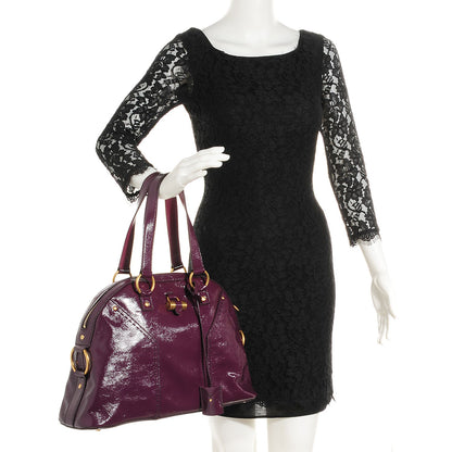 Saint Laurent Patent Calfskin Large Muse Eggplant 2 of 8