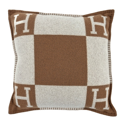 Hermes Wool Cashmere Avalon Pillow PM Ecru Camel 1 of 3
