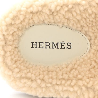 Hermes Woolskin Womens Chypre Sandals 39.5 Ecru 6 of 12