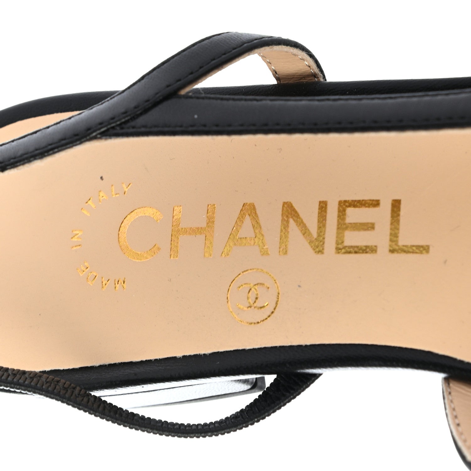 Chanel Goatskin Grograin Cap Toe CC Slingback 35.5 Black 7 of 8