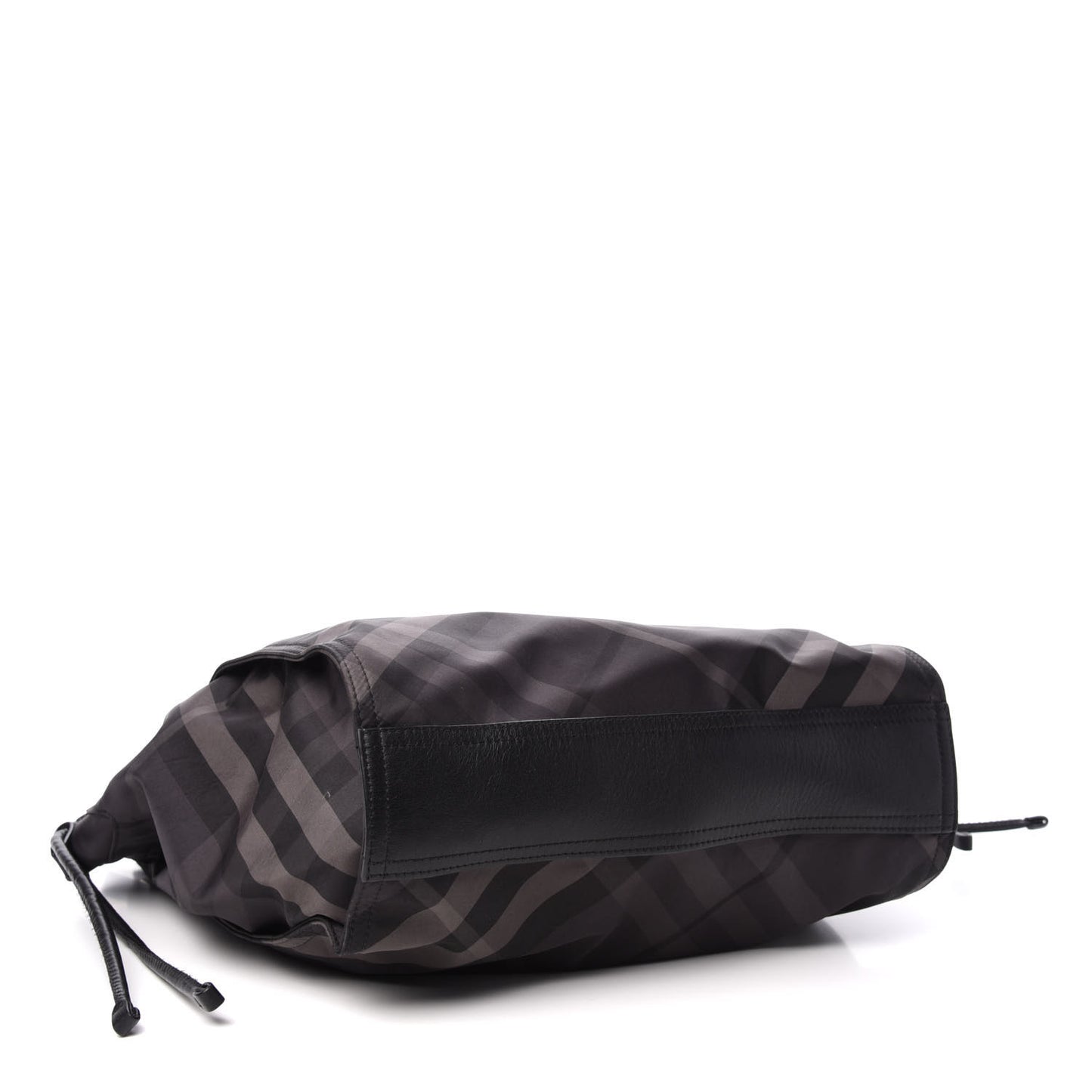 Nylon Check Small Buckleigh Packable Tote Charcoal