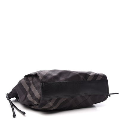 Burberry Nylon Check Small Buckleigh Packable Tote Charcoal 4 of 13