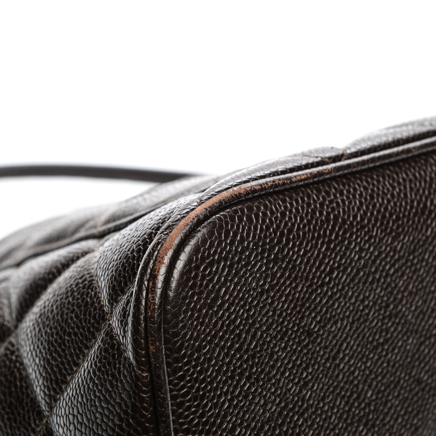 Caviar Quilted Medallion Tote Dark Brown