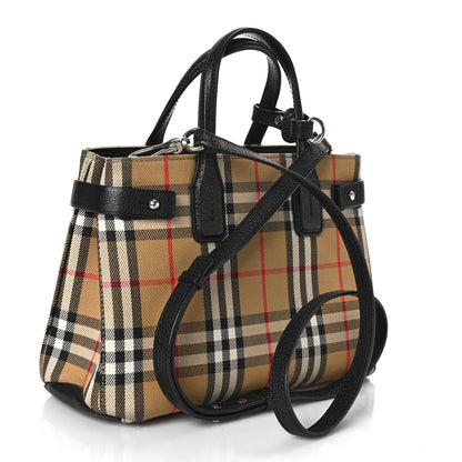Burberry Goatskin Vintage Check Small Banner Tote Black 3 of 10