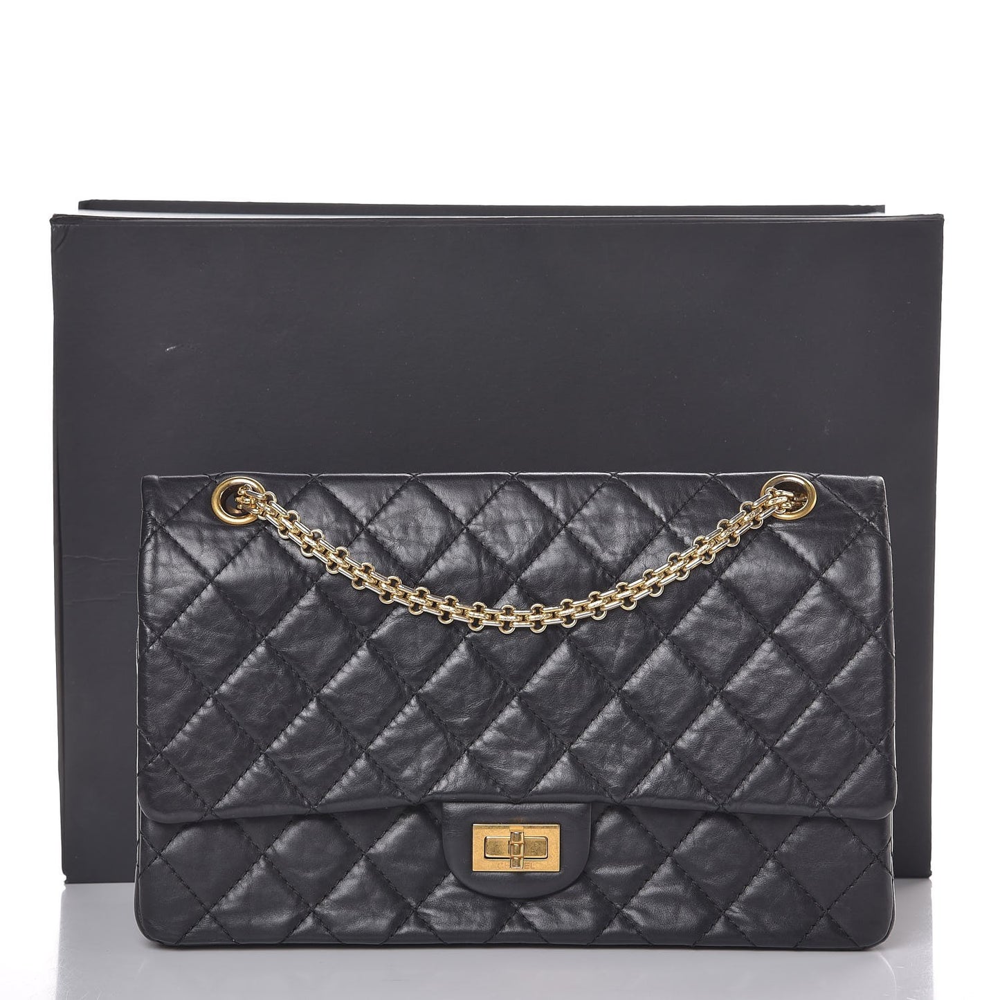 Aged Calfskin Quilted 2.55 Reissue 226 Flap Black