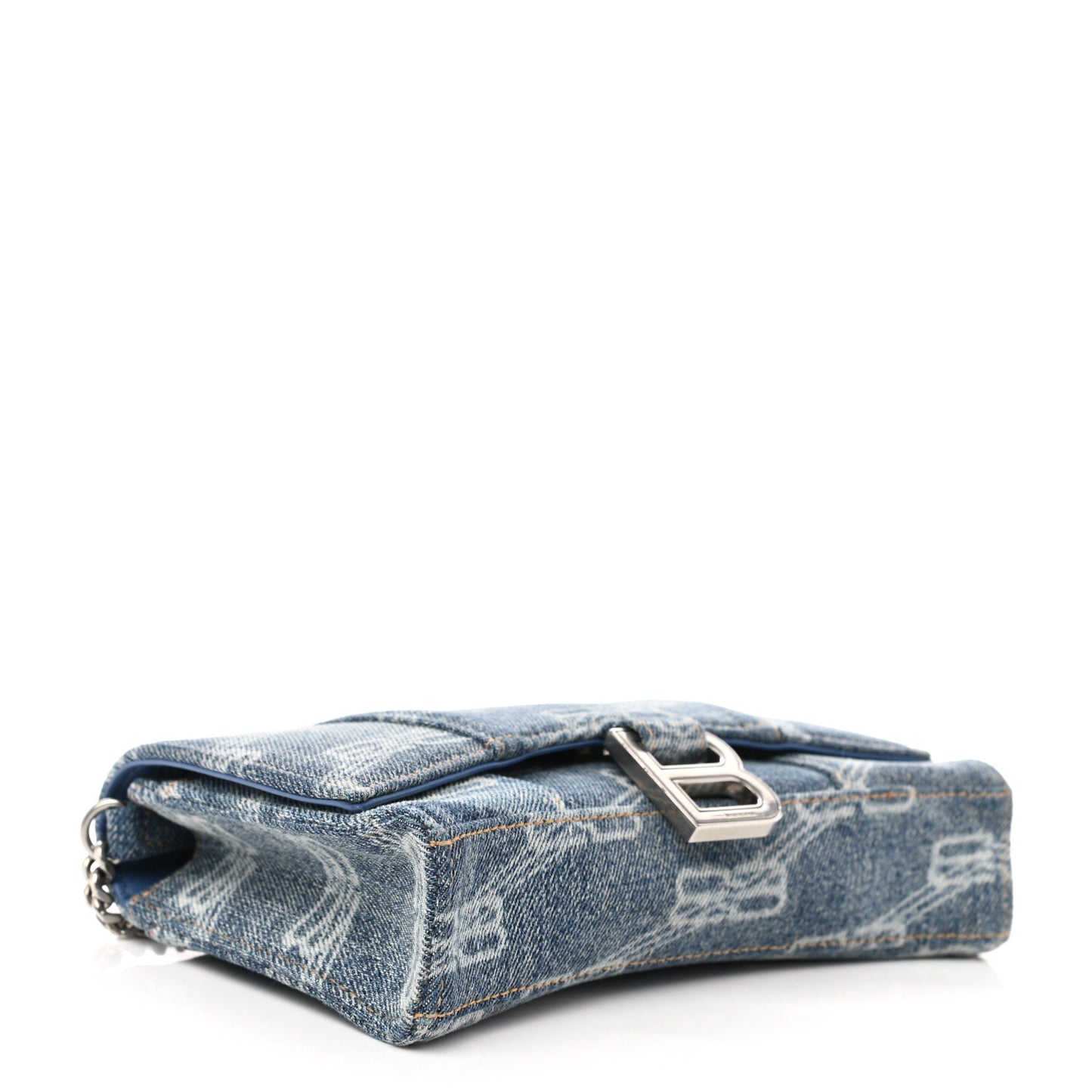 Denim BB Monogram Hourglass Chain Bag Blue