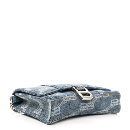 Balenciaga Denim BB Monogram Hourglass Chain Bag Blue 4 of 9