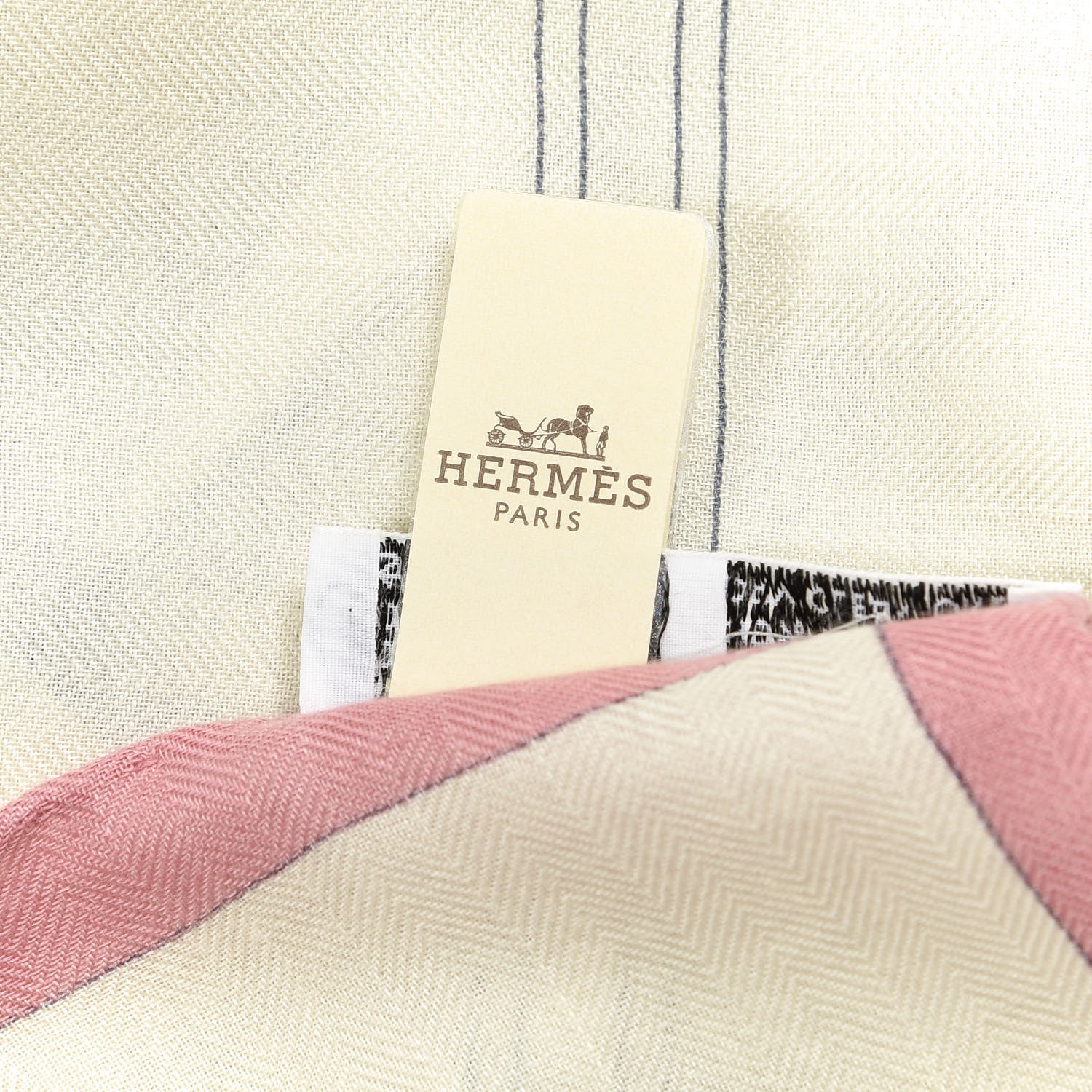 Hermes Cashmere Silk Cavalcadour Shawl 140 Blanc Violet Rose 4 of 4