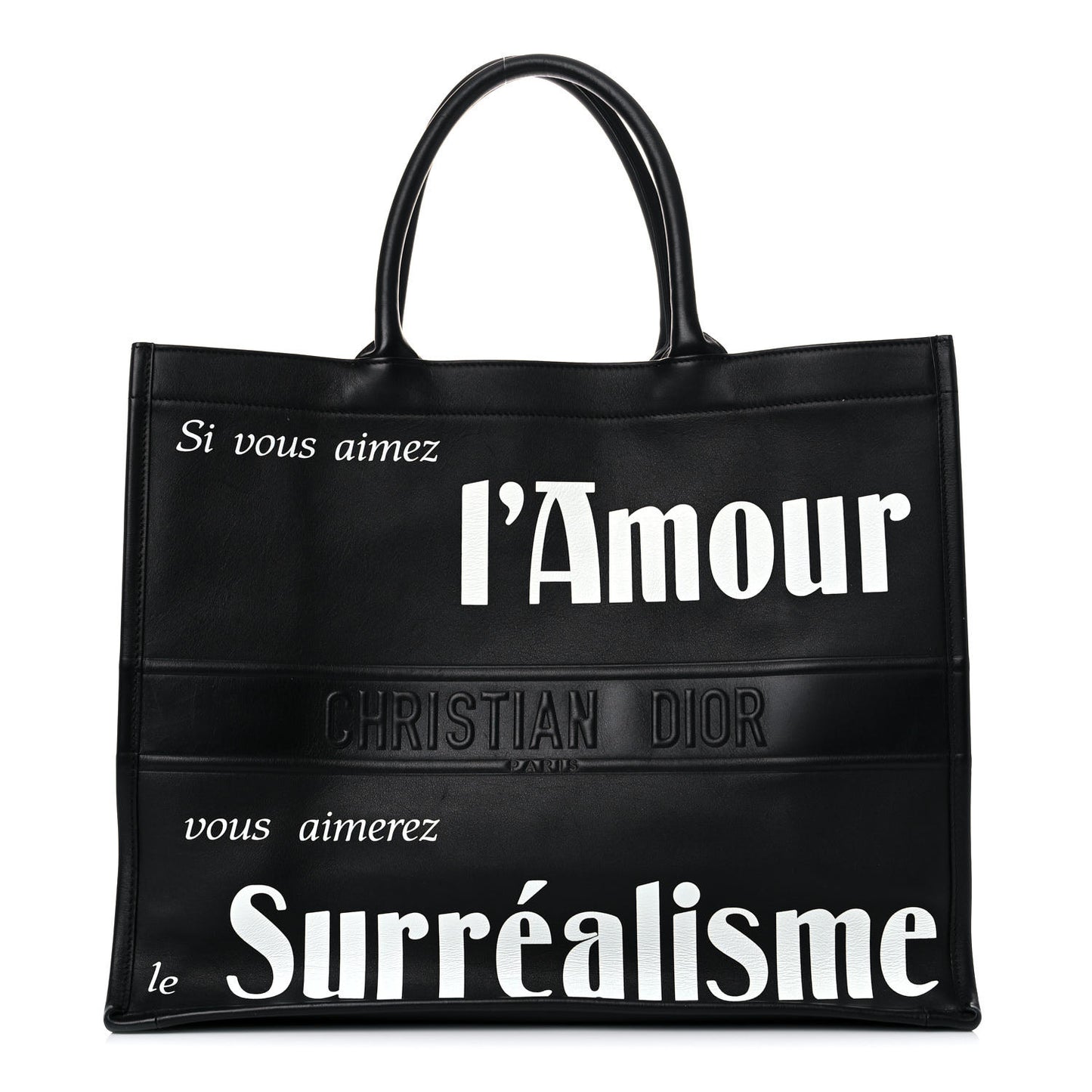 Calfskin Large Surrealism Book Tote Black