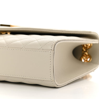 Saint Laurent Grain De Poudre Textured Mixed Matelasse Medium Triquilt Monogram Satchel Crema Soft 11 of 12