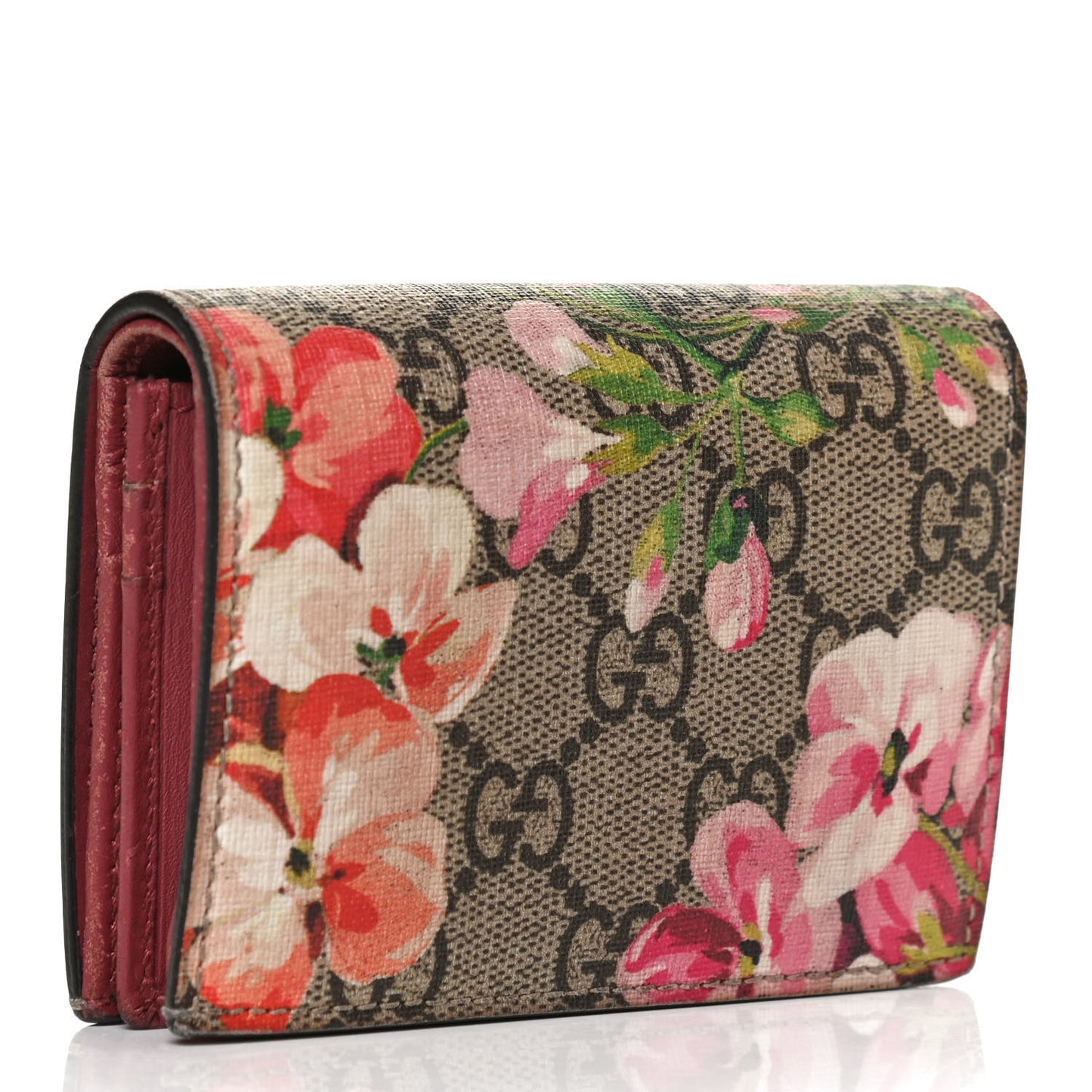 GG Supreme Monogram Blooms Card Case Beige Multicolor Dry Rose