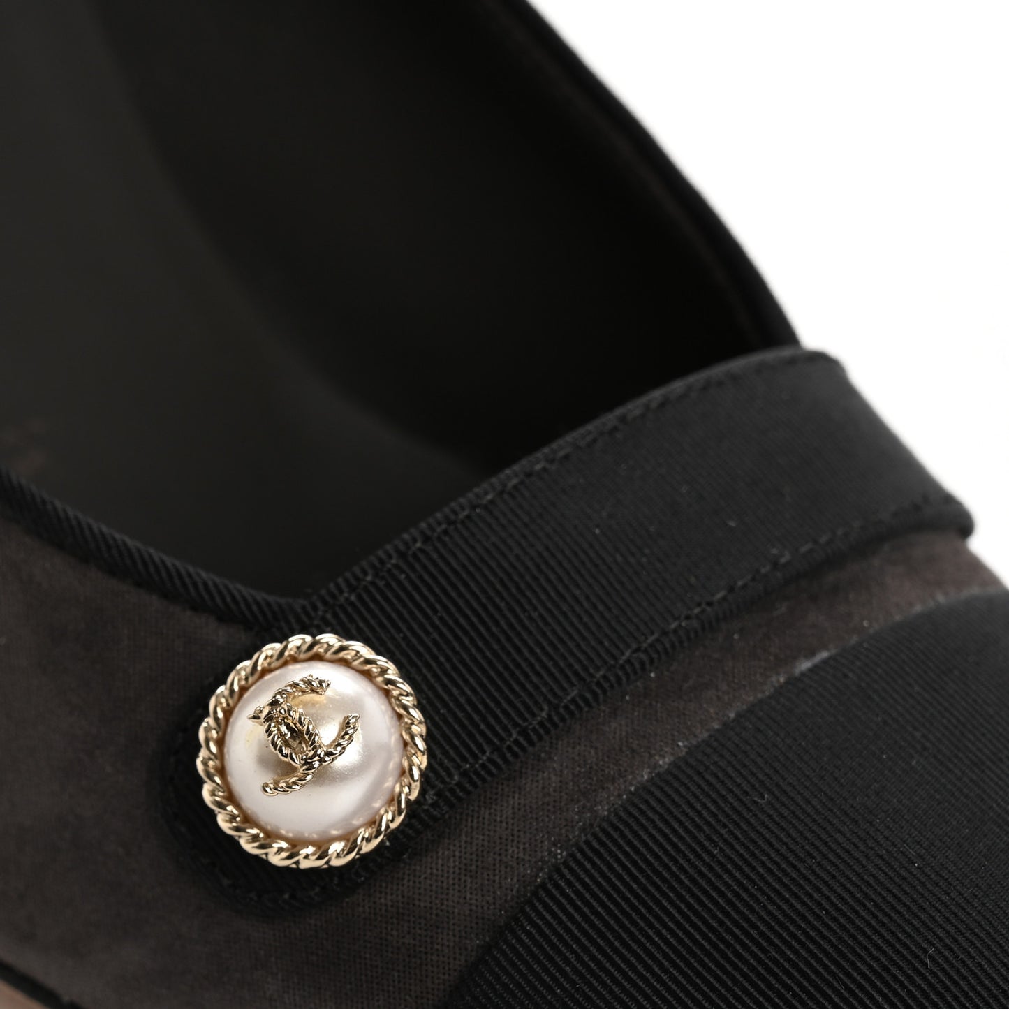 Glitter Calfskin Grosgrain Cap Toe Pearl Pumps 36.5