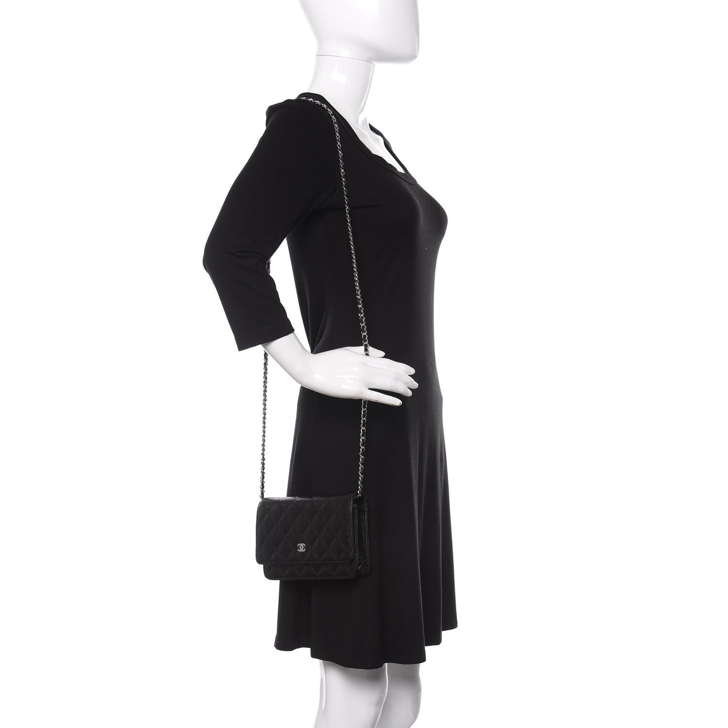 Caviar Quilted Wallet On Chain WOC Black