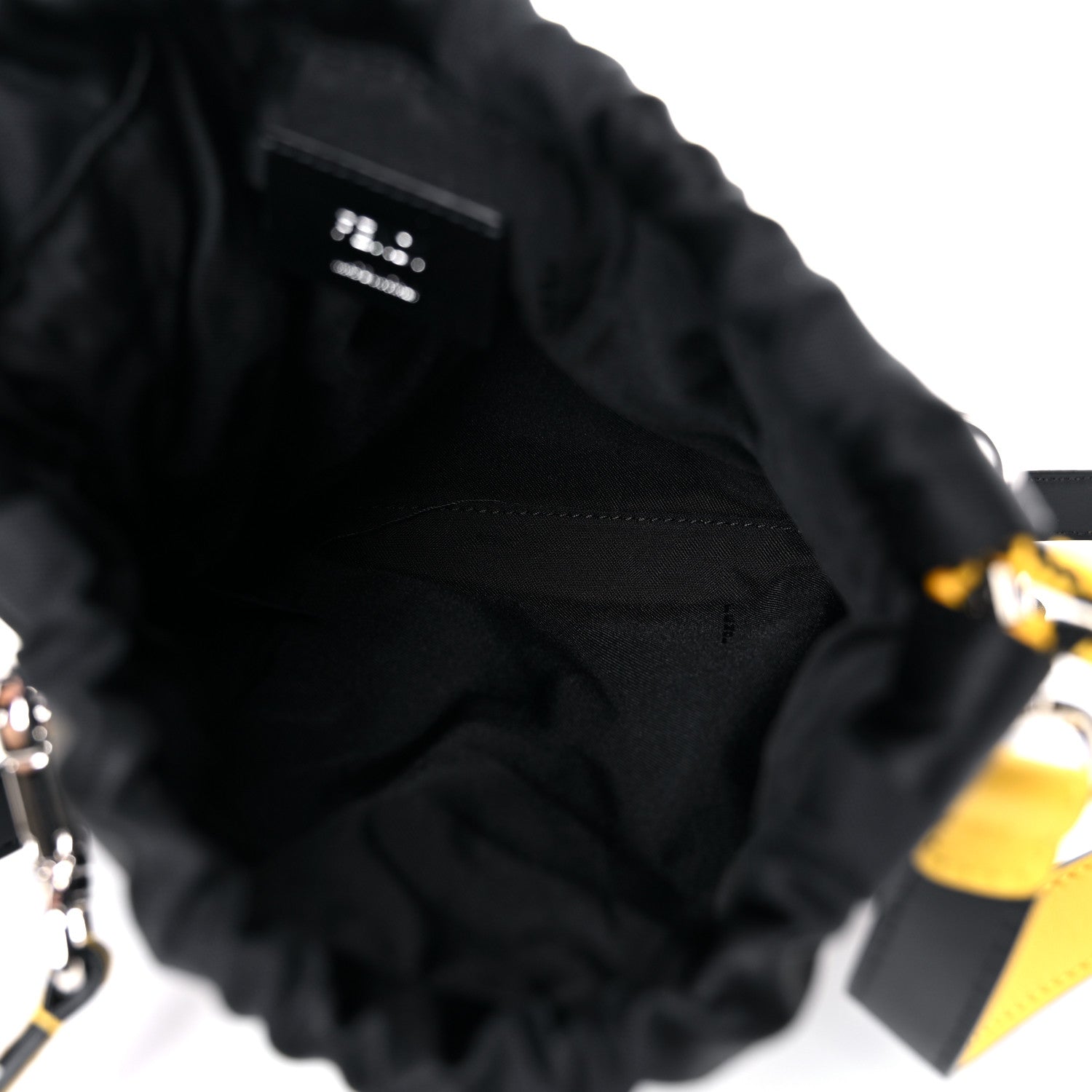 Fendi Recycled Nylon Vitello Grace Light Pequin Small Saint Fendi Roma Drawstring Pouch Black Sunflower 5 of 10