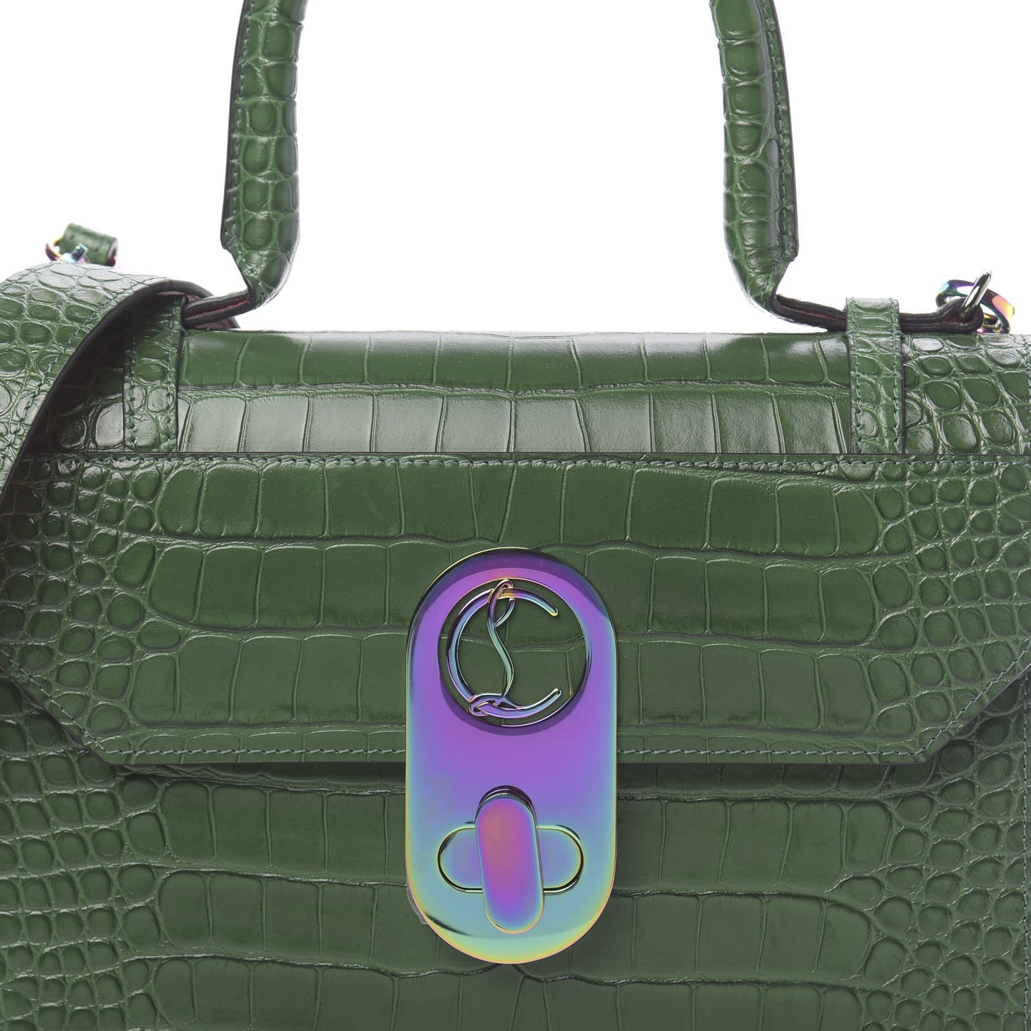 Alligator Embossed Calfskin Elisa Top Handle Bag Canpoee Rainbow