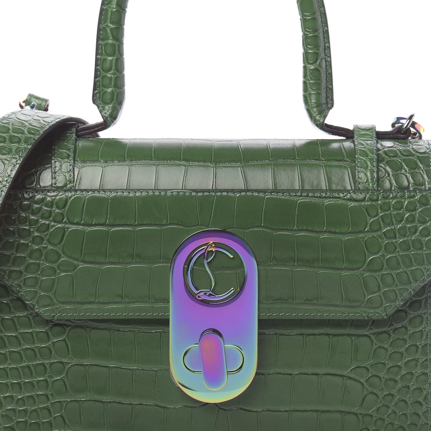 Christian Louboutin Alligator Embossed Calfskin Elisa Top Handle Bag Canpoee Rainbow 11 of 13
