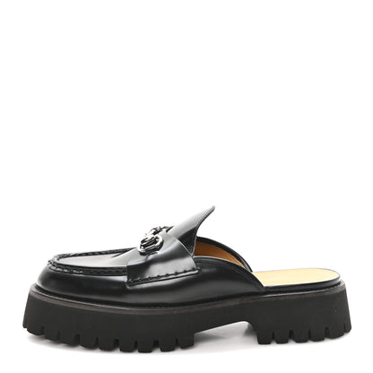 Gucci Magnum Calfskin Womens Horsebit Platform Mules 41 Black 1 of 9