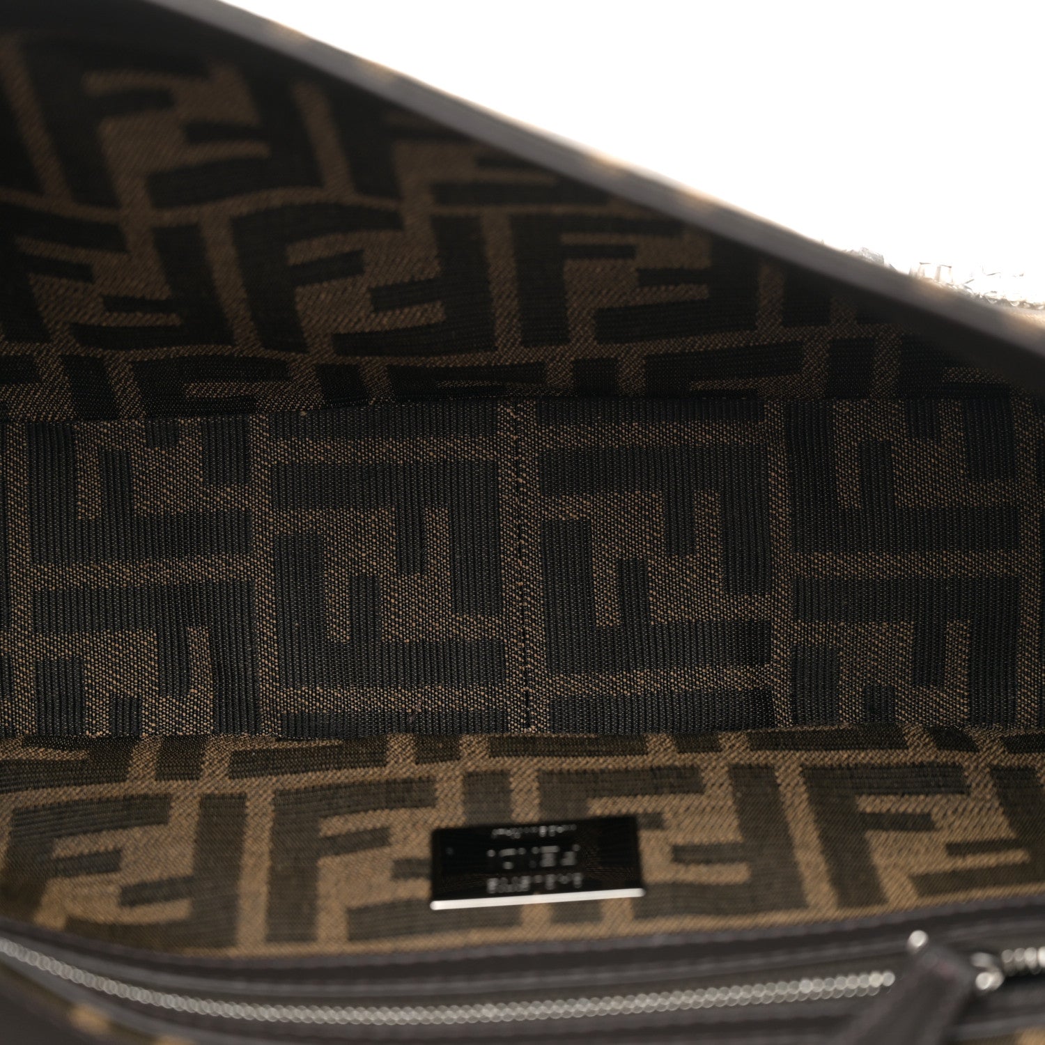 Fendi Fabric Jacquard FF 1974 Crystal Embellished Baguette Tobacco Moro Multicolor 5 of 10