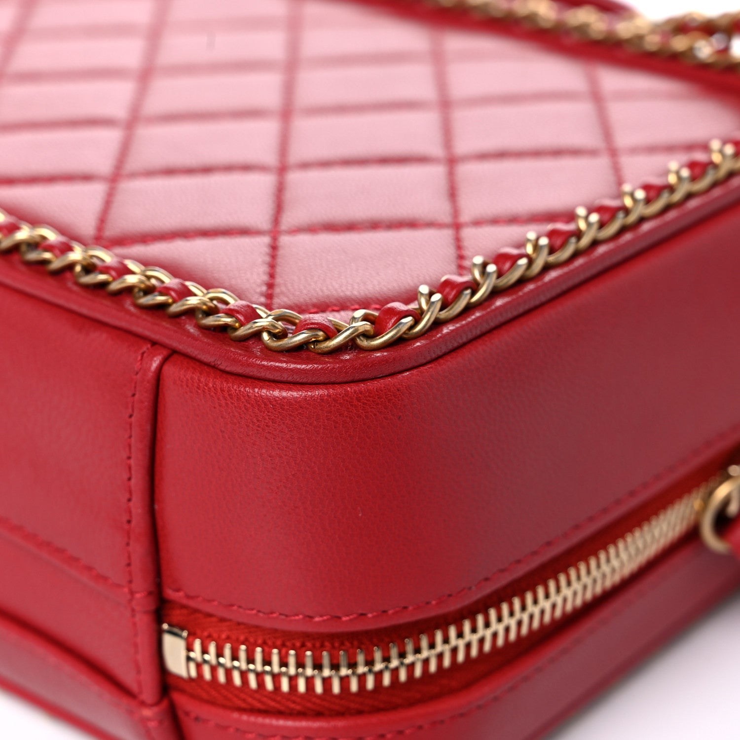 Chanel Goatskin Quilted Small CC Filigree Vanity Case Red 10 of 17