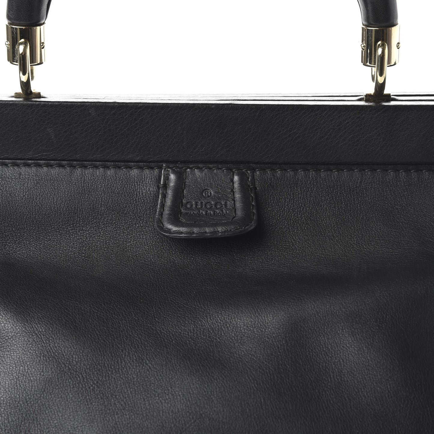 Calfskin Bold Bamboo Medium Top Handle Bag Black