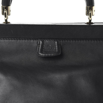 Gucci Calfskin Bold Bamboo Medium Top Handle Bag Black 10 of 11