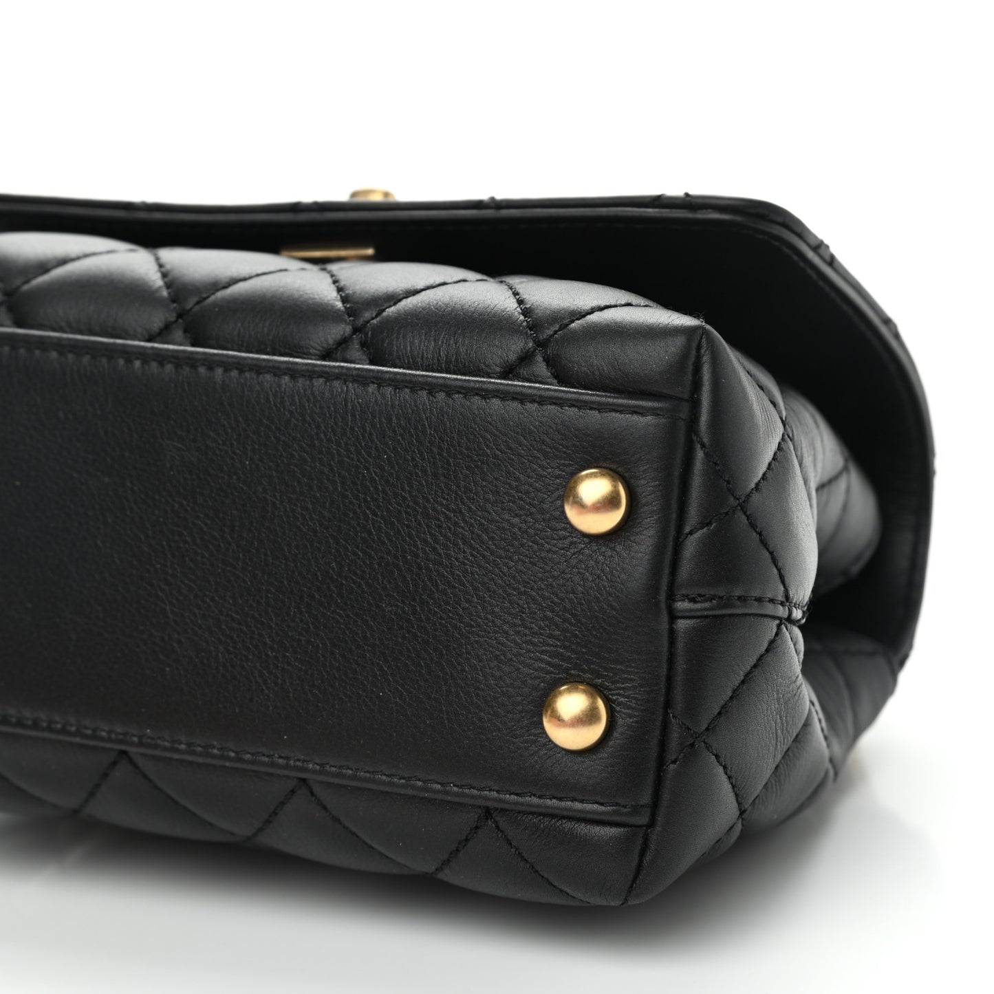 Calfskin Crystal Quilted Extra Mini Coco Handle Flap Black
