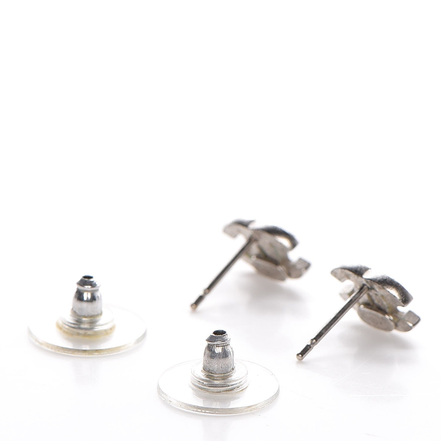 Chanel Crystal Mini Timeless CC Earrings Silver 3 of 6