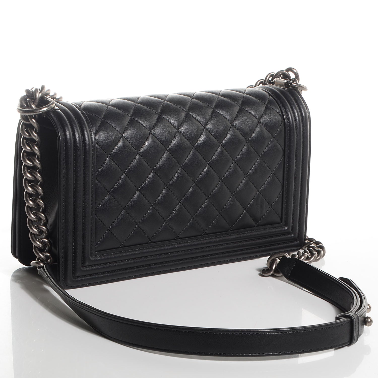 Chanel Metallic Calfskin Quilted Medium Boy Flap Black 3 of 9