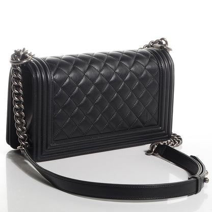 Chanel Metallic Calfskin Quilted Medium Boy Flap Black 3 of 9
