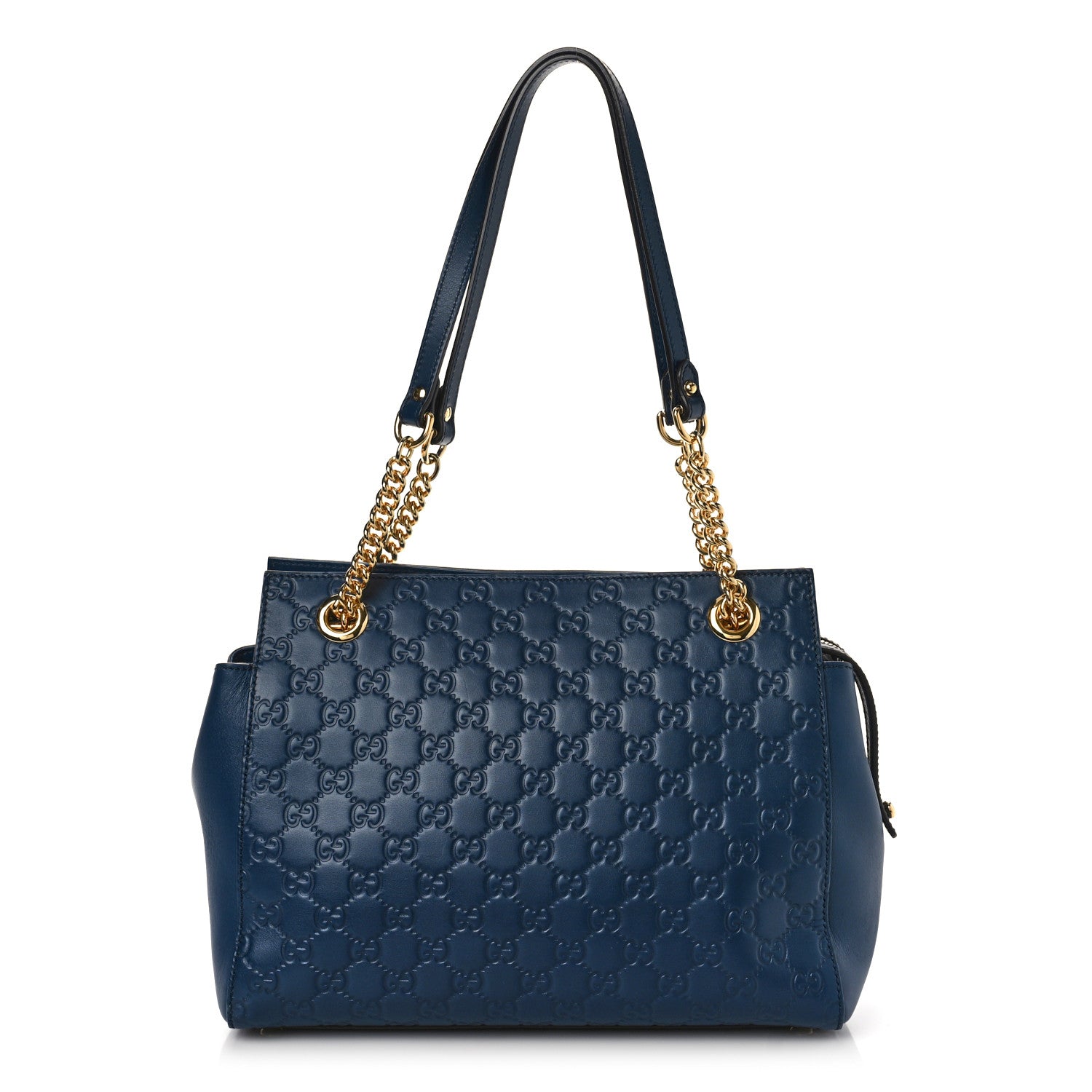 Gucci Guccissima Signature Medium Shoulder Tote Bag Blue 1 of 9