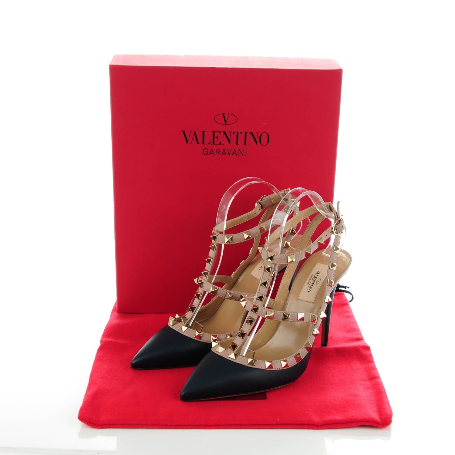 Valentino Garavani Calfskin Nappa Rockstud Ankle Strap 100mm Pumps 39 Marine Poudre 5 of 8