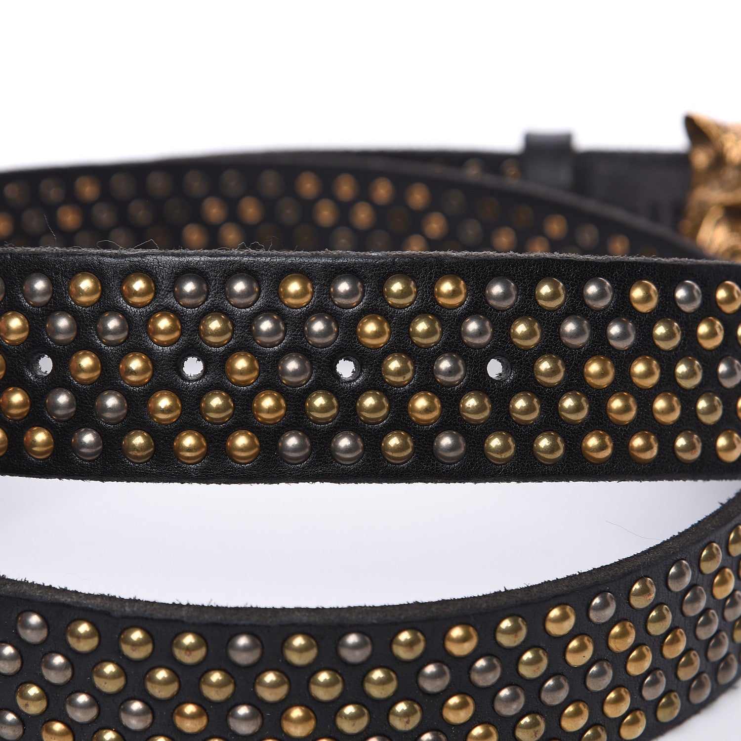 Gucci Calfskin Studded Feline Belt 110 44 Black 5 of 6