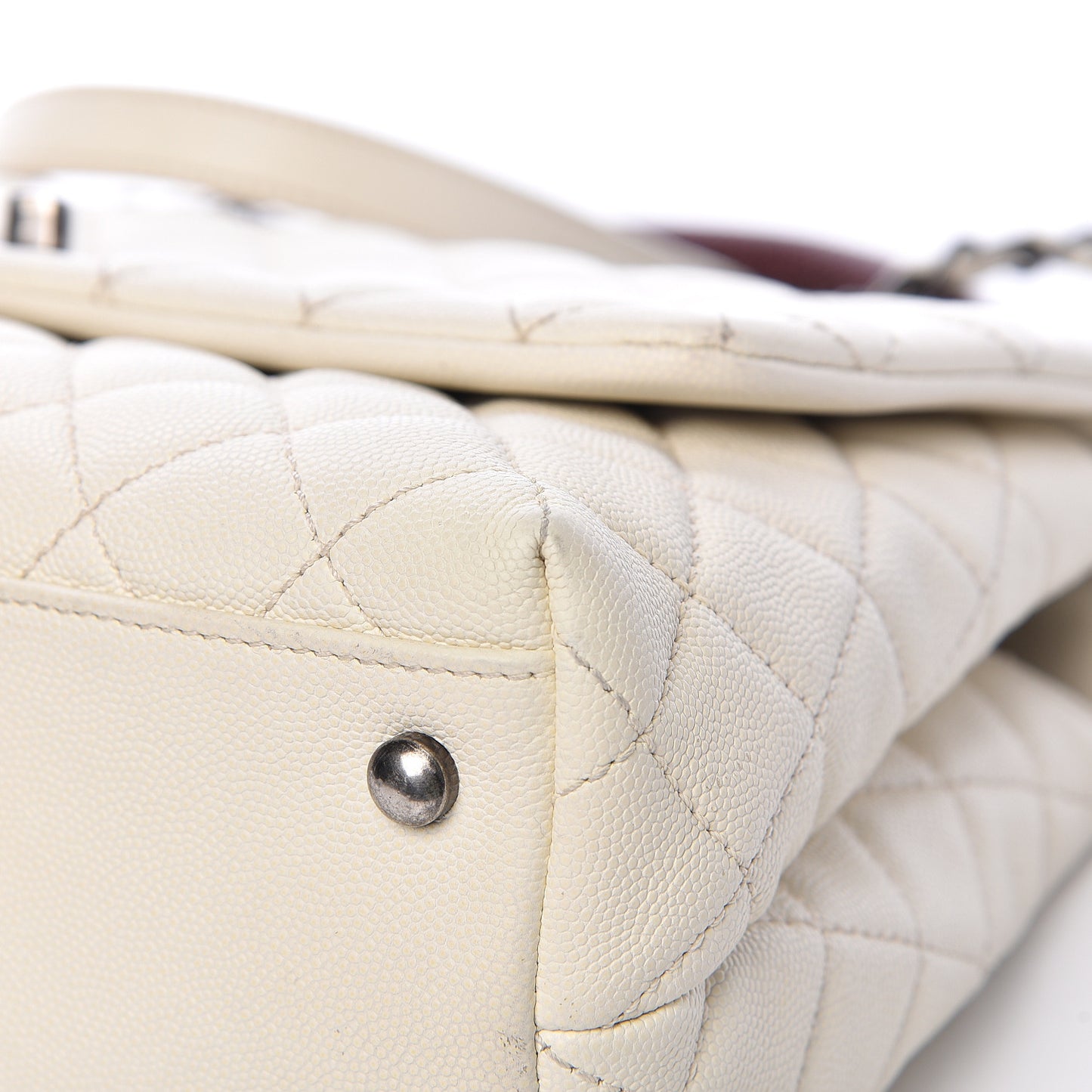Caviar Lizard Quilted Small Coco Handle Flap Ivory