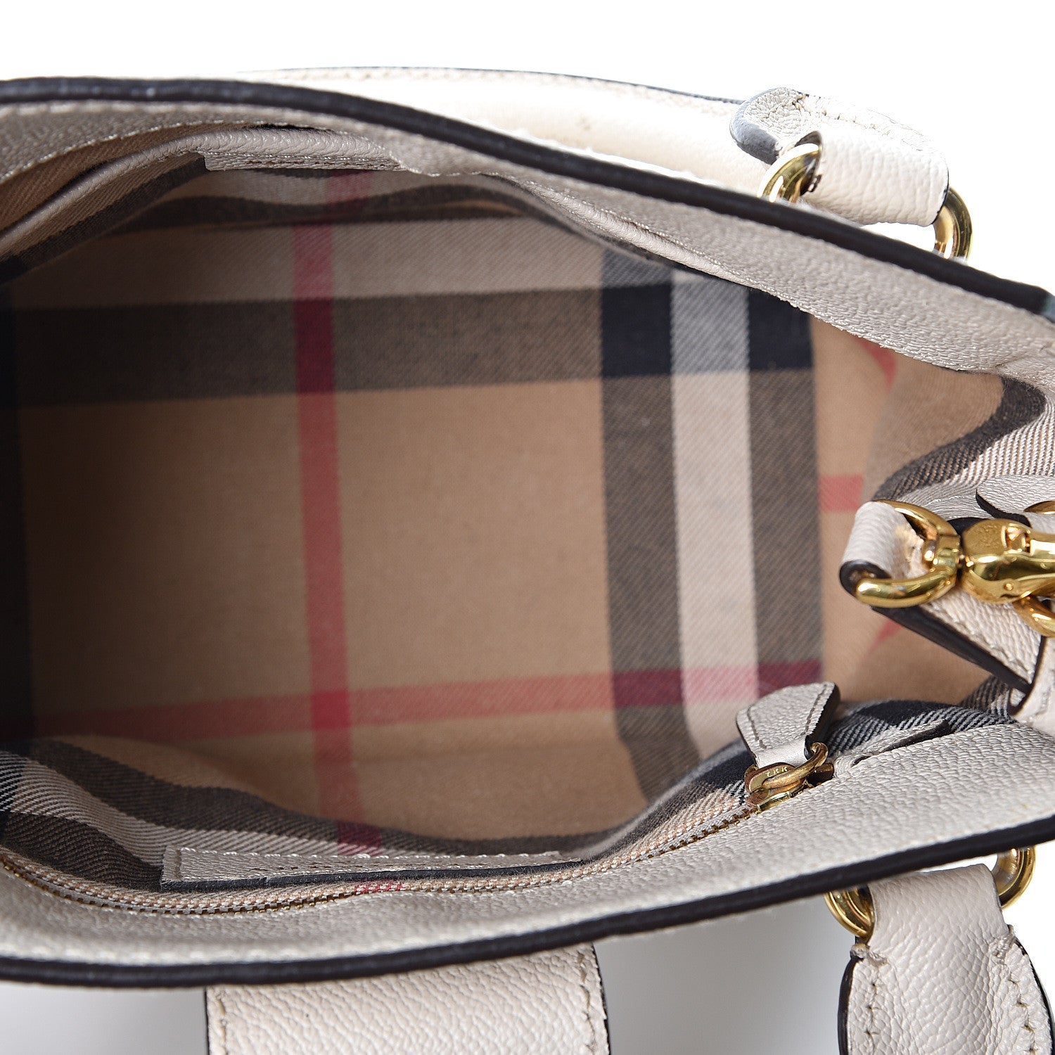 Burberry Soft Grain Calfskin Small Buckle Tote Limestone 7 of 12
