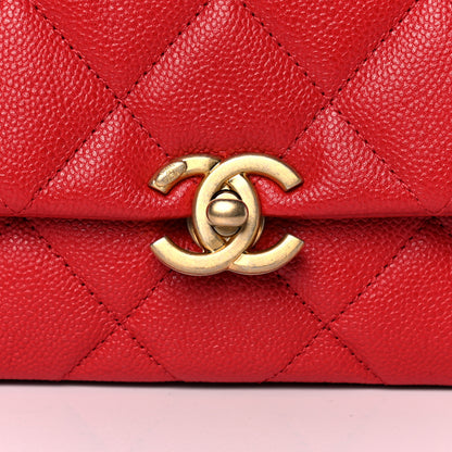 Chanel Shiny Caviar Quilted Small Chain Melody Flap Red 8 of 13