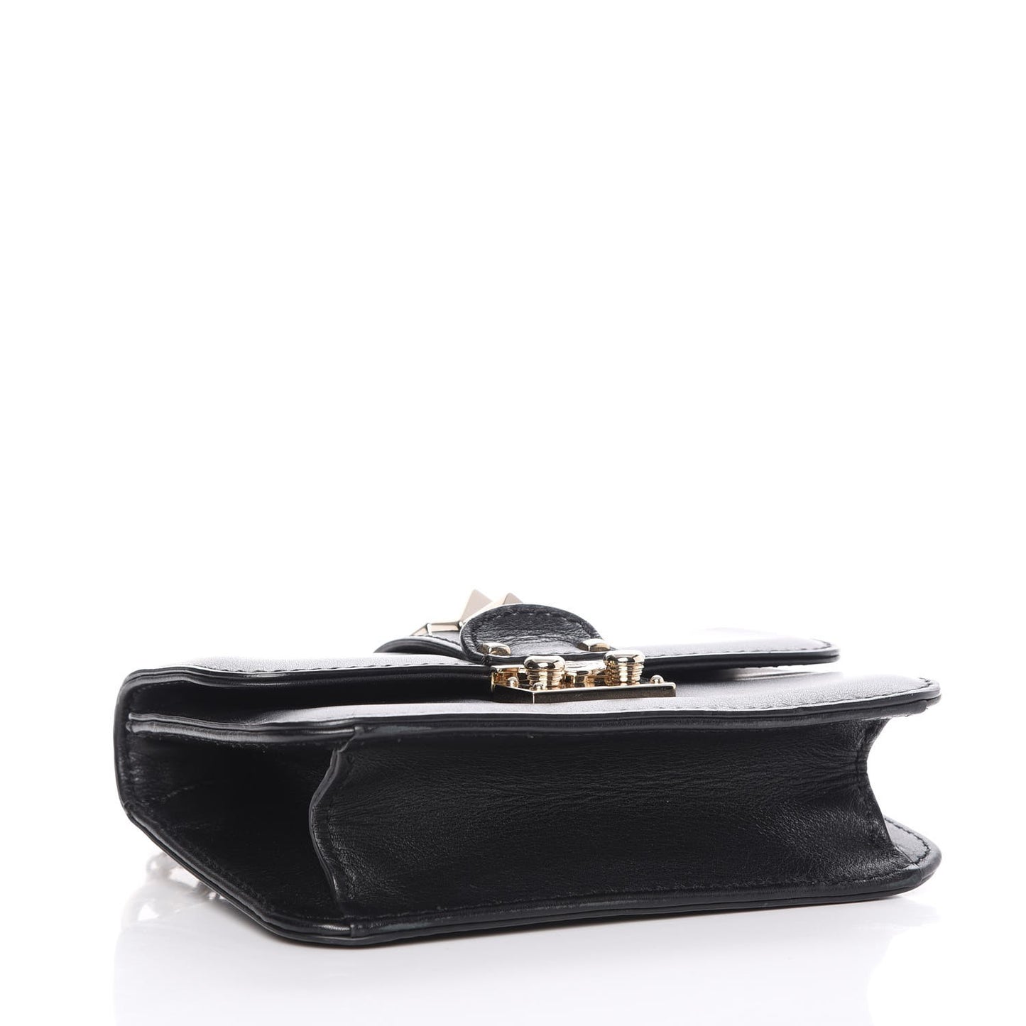 Vitello Mini Glam Lock Rockstud Flap Black